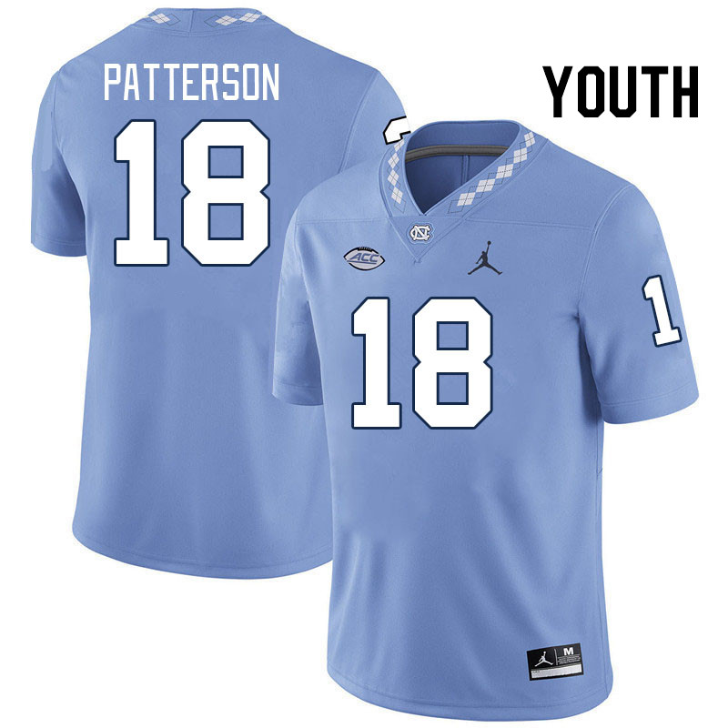 Youth #18 Jaiden Patterson North Carolina Tar Heels College Football Jerseys Stitched-Carolina Blue